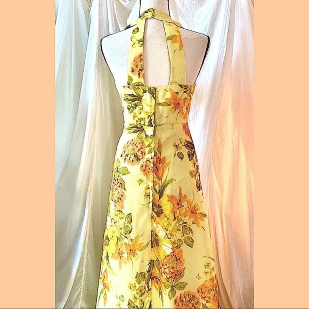 #D2 Vintage 70's Floral Organza Maxi Dress - Picture 2 of 7